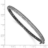 Sterling Shimmer Sterling Silver Black Rhodium-plated 175 Stone Pavé CZ Hinged Bangle Bracelet view 3