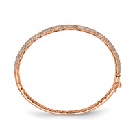 Sterling Shimmer Sterling Silver Rose-tone Flash Rose Gold-plated 175 Stone Pavé CZ Hinged Bangle Bracelet view 2