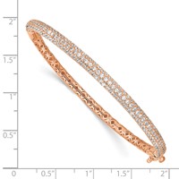 Sterling Shimmer Sterling Silver Rose-tone Flash Rose Gold-plated 175 Stone Pavé CZ Hinged Bangle Bracelet view 3