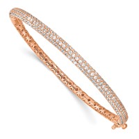 Sterling Shimmer Sterling Silver Rose-tone Flash Rose Gold-plated 175 Stone Pavé CZ Hinged Bangle Bracelet view 1