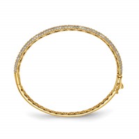 Sterling Shimmer Sterling Silver Gold-tone Flash Gold-plated 175 Stone Pavé CZ Hinged Bangle Bracelet view 2