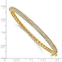 Sterling Shimmer Sterling Silver Gold-tone Flash Gold-plated 175 Stone Pavé CZ Hinged Bangle Bracelet view 3