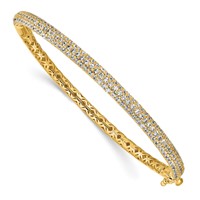 Sterling Shimmer Sterling Silver Gold-tone Flash Gold-plated 175 Stone Pavé CZ Hinged Bangle Bracelet view 1