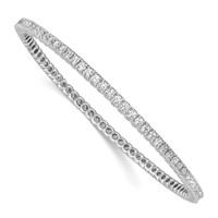 Sterling Shimmer Sterling Silver Rhodium-plated 83 Stone CZ Bangle Bracelet view 1