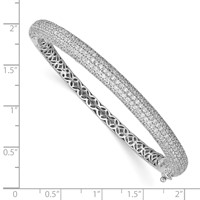 Sterling Shimmer Sterling Silver Rhodium-plated 303 Stone CZ Pavé Hinged Bangle view 3