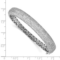 Sterling Shimmer Sterling Silver Rhodium-plated 360 Stone CZ Pavé Hinged Bangle view 3