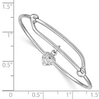 Sterling Silver RH-plated Polished & D C Heart Adjustable Baby Bangle view 3