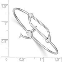 Sterling Silver Rhodium-plated Polished Dolphin Adjustable Baby Bangle view 3