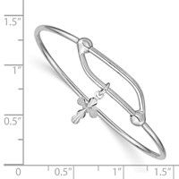 Sterling Silver RH-plated Polished & D C Cross Adjustable Baby Bangle view 2