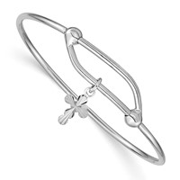Sterling Silver RH-plated Polished & D C Cross Adjustable Baby Bangle view 1