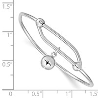 Sterling Silver Rhodium-plated Polished Jingle Bell Adjustable Baby Bangle view 3