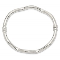 Sterling Silver Polished Wavy 3.75mm Hinged Bangle view 2