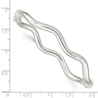 Sterling Silver Polished Wavy 3.75mm Hinged Bangle view 3