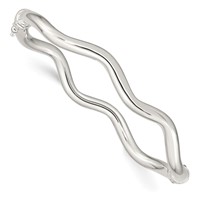 Sterling Silver Polished Wavy 3.75mm Hinged Bangle view 1