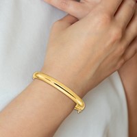 Sterling Silver Gold-plated Polished 8mm Hinged Bangle view 4