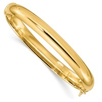 Sterling Silver Gold-plated Polished 8mm Hinged Bangle view 1