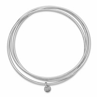 Sterling Silver Rhodium Plated Polished Intertwined Bangle Bracelet view 2