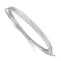 Sterling Silver Rhodium Plated Polished Intertwined Bangle Bracelet view 1