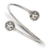 Sterling Silver Polished Brushed D C Slip on Bracelet view 1
