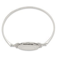 Sterling Silver Polished Textured Border Vintage 26mm Oval Locket Bangle view 2