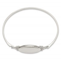 Sterling Silver Polished Vintage 26mm Oval Locket Bangle Bracelet view 2