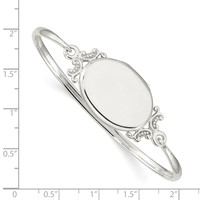 Sterling Silver Polished Vintage 26mm Oval Locket Bangle Bracelet view 3