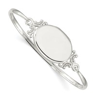 Sterling Silver Polished Vintage 26mm Oval Locket Bangle Bracelet view 1