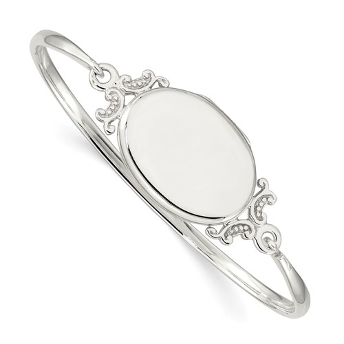 Sterling Silver Polished Vintage 26mm Oval Locket Bangle Bracelet