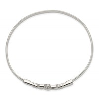 Sterling Silver Polished Claddagh Slip-on Bangle Bracelet view 2