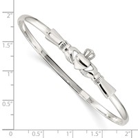 Sterling Silver Polished Claddagh Slip-on Bangle Bracelet view 3