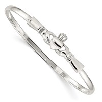 Sterling Silver Polished Claddagh Slip-on Bangle Bracelet view 1