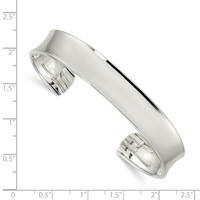 Sterling Silver Polished 10mm Concave Cuff Bangle view 3