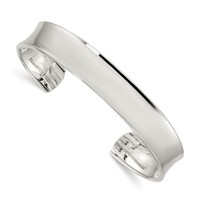 Sterling Silver Polished 10mm Concave Cuff Bangle view 1
