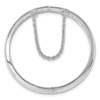 Sterling Silver Rhodium-plated 4mm Polished 40mm Inside Diameter Hinged Bangle Chain with Safety view 3