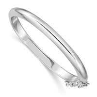 Sterling Silver Rhodium-plated 4mm Polished 40mm Inside Diameter Hinged Bangle Chain with Safety view 1