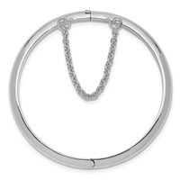 Sterling Silver Rhodium-plated 4mm Polished 42 Mm Inside Diameter Hinged Bangle Chain with Safety view 2