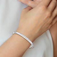 Sterling Silver Rhodium-plated 4mm Polished 42 Mm Inside Diameter Hinged Bangle Chain with Safety view 4