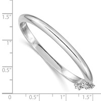 Sterling Silver Rhodium-plated 4mm Polished 42 Mm Inside Diameter Hinged Bangle Chain with Safety view 3