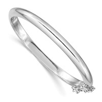 Sterling Silver Rhodium-plated 4mm Polished 42 Mm Inside Diameter Hinged Bangle Chain with Safety view 1