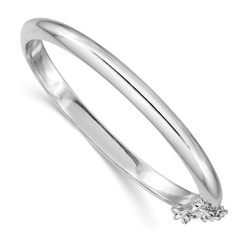 Sterling Silver Rhodium-plated 4mm Polished 42 Mm Inside Diameter Hinged Bangle Chain with Safety