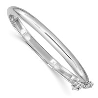 Sterling Silver RH-plated Polished 4mm Bangle with Safety Hinged Children's view 1