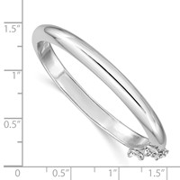 Sterling Silver RH-plated Polished 5mm Bangle with Safety Hinged Children's view 3
