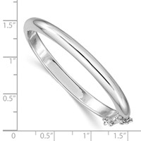 Sterling Silver RH-plated Polished 5mm Bangle with Safety Hinged Children's view 3