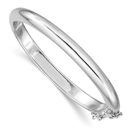 Sterling Silver RH-plated Polished 5mm Bangle with Safety Hinged Children's