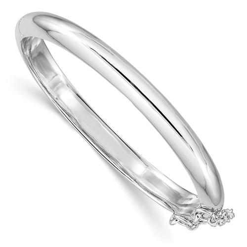 Sterling Silver RH-plated Polished 5mm Bangle with Safety Hinged Children's