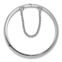 Sterling Silver Rhodium-plated Polished & Diamond-cut 4mm Bangle with Safety Clasp Hinged Children's view 2