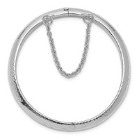 Sterling Silver Rhodium-plated Polished & Diamond-cut 5mm with Safety Clasp Hinged Children's Bangle view 2