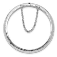 Sterling Silver Rhodium-plated Polished & Diamond-cut 5mm Bangle with Safety Clasp Hinged Children's view 2
