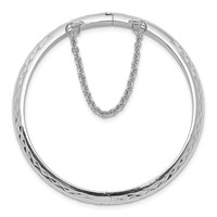 Sterling Silver Rhodium-plated Polished & Diamond-cut 5.5mm Bangle with Safety Clasp Hinged Children's view 2