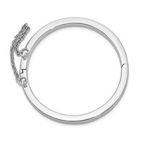 Sterling Silver Rhodium-plated 4mm Polished 40 Mm Inside Diameter Hinged Bangle with Safety Chain view 2